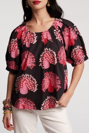 Frances Valentine Zonda Peacock Top in Black/multi at Nordstrom, Size X-Small