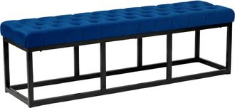 Clp Banco Polson Tapizado En Terciopelo Azul 150 Cm