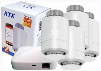 OEM 4 Cabezales De Termostato Rtx + Puerta De Enlace Lan Zigbee Tuya Set4