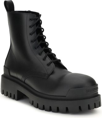 Balenciaga Mens Strike Lace-Up Boots Black