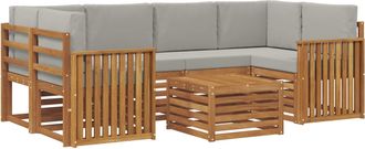 vidaXL Conjunto De Sof&aacute;s De Exterior 7 Uds. Gris Natural Y Claro Vidaxl