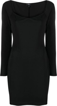 Theory long-sleeved mini dress - women - Nylon/Spandex/Elastane/Polyester - 0 - Black