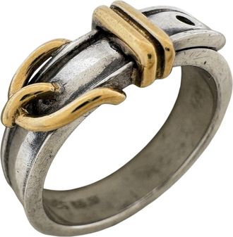 Herm&egrave;s Gold Silver Silver 925 Band Ring (Pre-Owned)