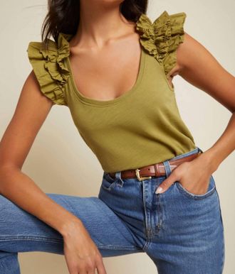Nation Ltd Valentina Ruffled Tank In Lichen