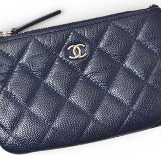 Chanel Navy Grained Calfskin Pouch (Pre-Owned)