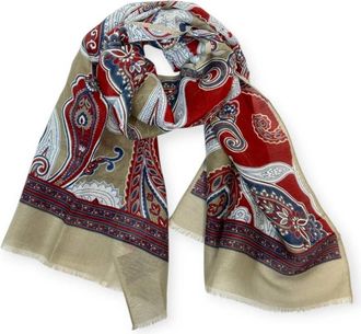 Altea Paisley Sjaal - Dames - Sjaals - Veelkleurig - ONE Size - Linnen - Accessoires