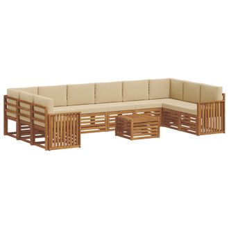 vidaXL Conjunto De Sof&aacute;s De Exterior Con Coj&iacute;n 11 Pcs Natural Y Beige Vidaxl
