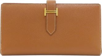 Herm&egrave;s Gold Brown Epsom Leather Long Wallet (Bi-Fold) (Pre-Owned)