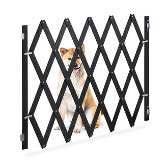 Relaxdays Relaxdays - Barrera Seguridad Ni&ntilde;os Bamb&uacute; Xl, Valla Escaleras Plegable Hasta 140 Cm, 87-97 Cm Alto, Reja Mascotas, Negro