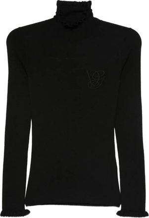 Valentino Garavani Turtleneck met ruches - Dames - Coltruien - Zwart - XL - Wol - Truien & Vesten