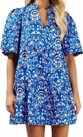 Sugarlips Lulu Floral Tomales Dress In Blue/white