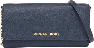 Michael Kors Tweedehands leren portemonnees - Dames - Vintage Schoudertas - Blauw - ONE Size - Leer - Vintage