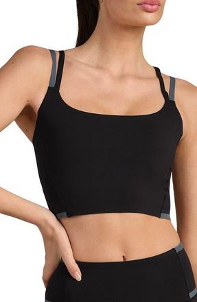 Rhone Instinct Contrast Longline UPF 50+ Sports Bra in Pure Black at Nordstrom, Size X-Large
