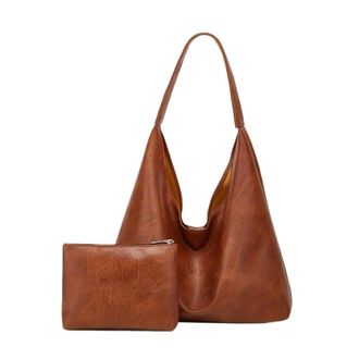 Generic Compatible For Tote bag hand bill of lading shoulder womens retro simple large(Chocolate)