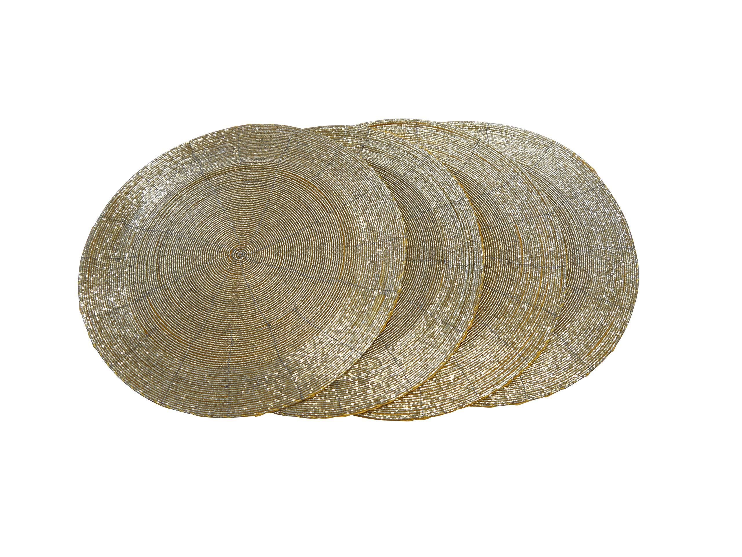 Runde Tischsets, 4er-Set – Hohl, Hitzebeständig Bis 80°C, Rutschfest, Goldfarben