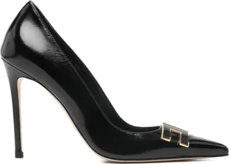 Elisabetta Franchi Leather Pump With Logo Detail - female - Elisabetta Franchi - Pumps - Black - 3 UK - Shoes