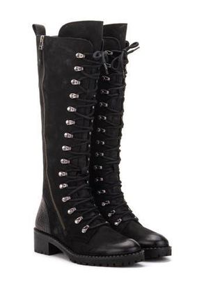 Vintage Foundry Co. Henrietta Tall Leather Lace-Up Boot in Black at Nordstrom Rack, Size 6.5
