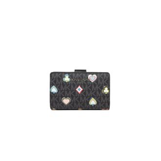 Michael Kors Wallets & Cardholders, female, Black, Size: ONE SIZE Jet Set Medium Printed Signature Logo Wallet