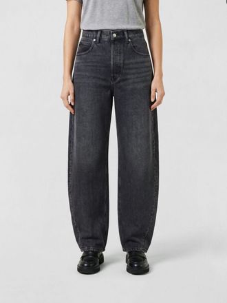 Alexander Wang Jeans baggy a vita alta in denim con logo di strass