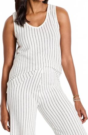 Nic+Zoe Destination Stripe Knit Tank In White Multi