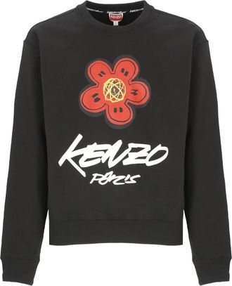 Kenzo Zwarte Katoenen Crewneck Sweatshirt met Prints - Heren - Sweatshirts - Zwart - XS - Katoen - Hoodies & sweatvesten