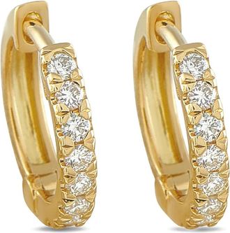 Luxury Bazaar 18K yellow gold diamond huggie hoop earrings - Goud