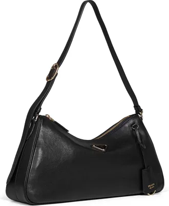 Prada Womens Shoulder Bag Aim&eacute;e Black Lambskin Handbags Hand