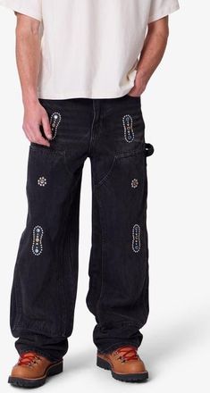 mnml Western Jewel Carpenter Jeans in Washed Black at Nordstrom, Size 31