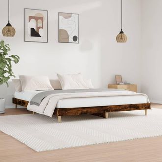 vidaXL Estructura De Cama Sin Colch&oacute;n Madera Roble Ahumado 140x200 Cm Vidaxl