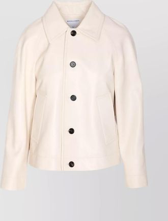 Bottega Veneta leather collared jacket with front and lateral pockets