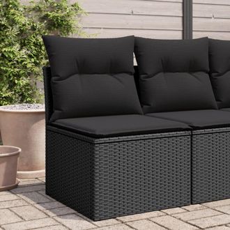 vidaXL Sedia Da Giardino Senza Braccioli Con Cuscini Nera Polyrattan - Vidaxl