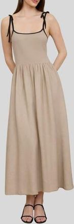Blu Pepper Contrast Bow Strap Midi Dress in Light Khaki at Nordstrom Rack, Size Medium