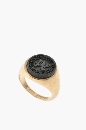 Palm Angels Gold-Tone Brass Signet Ring size 62