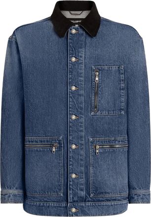 Dolce & Gabbana Giacca denim con colletto a coste - Blu