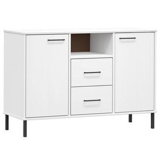 vidaXL Vidaxl - Aparador Con Patas Metal Oslo Madera Maciza Blanco 113x40x77 Cm