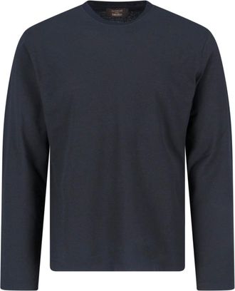 Zanone Long-Sleeved Black Cotton T-Shirt With Crew Neckline