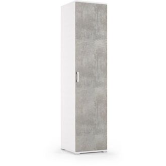 Terraneo Terraneo - Mueble De Una Puerta Y Cuatro Estantes Regulables, Puertas De Hormig&oacute;n Blanco