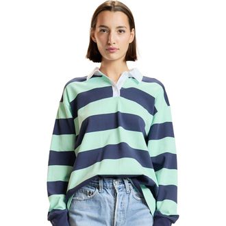 Cynthia Rowley Striped Cotton Rugby Shirt in Navy at Nordstrom, Size X-Small