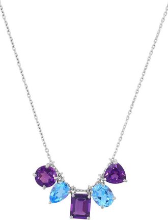 Effy Sterling Silver Amethyst & Blue Topaz Frontal Necklace in Amethyst/Topaz Multi at Nordstrom Rack, Size 18