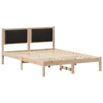vidaXL Estructura De Cama Con Cabecera Tapizada Negro 140 X 190 Cm Vidaxl