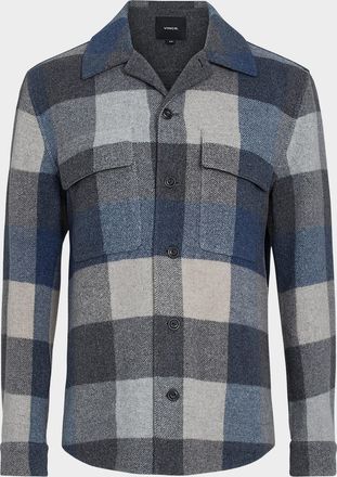 Vince Mens Plaid Splittable Overshirt