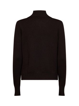 Blanca Vita Virgin Wool Mock Neck Sweater - Brown