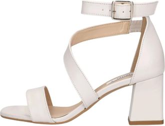 Notre-V Schoenen, Dames, Wit, 37 EU, Leer, 19036 Sandalen met Blokhak