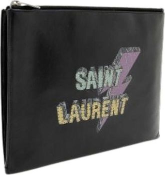 Saint Laurent Pre-owned Clutches, female, Black, Size: ONE SIZE Pre-owned Canvas Clutch