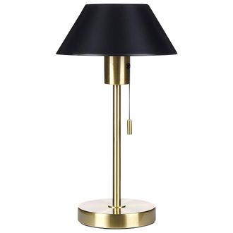 Beliani L&aacute;mpara De Mesa De Metal Negro Dorado 37 Cm Pantalla C&oacute;nica Interruptor Caparo