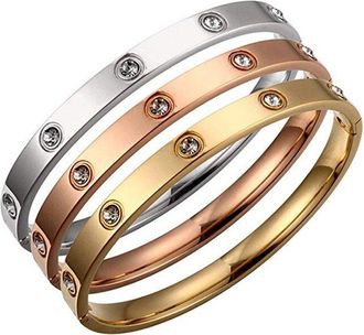 Liv Oliver 18K Tri-Tone Plated 2.00 Ct. Tw. Gemstone Cz Embellished Bangle Bracelet