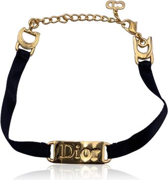 Dior Pre-owned Womens Christian Vintage Cloth Bracelet - Black Cotton - One Size