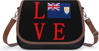Generic Love Anguilla Flag Small Womens Crossbody Bags Shoulder Handbag with Adjustable Strap for Travel