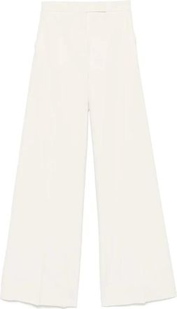 Max Mara Broeken, Dames, Wit, S, Leer, Finish Lange Broek