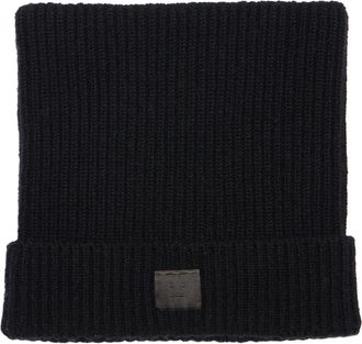 Acne Studios Kua Face Patch Rib Wool & Yak Hair Beanie in Black at Nordstrom